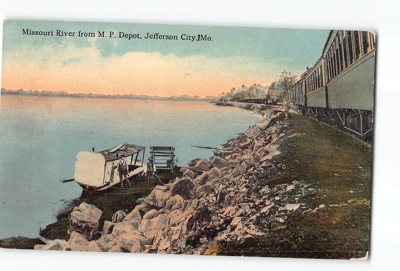 Jefferson City Missouri MO Postcard 1912 Missouri River From M. P. Depot