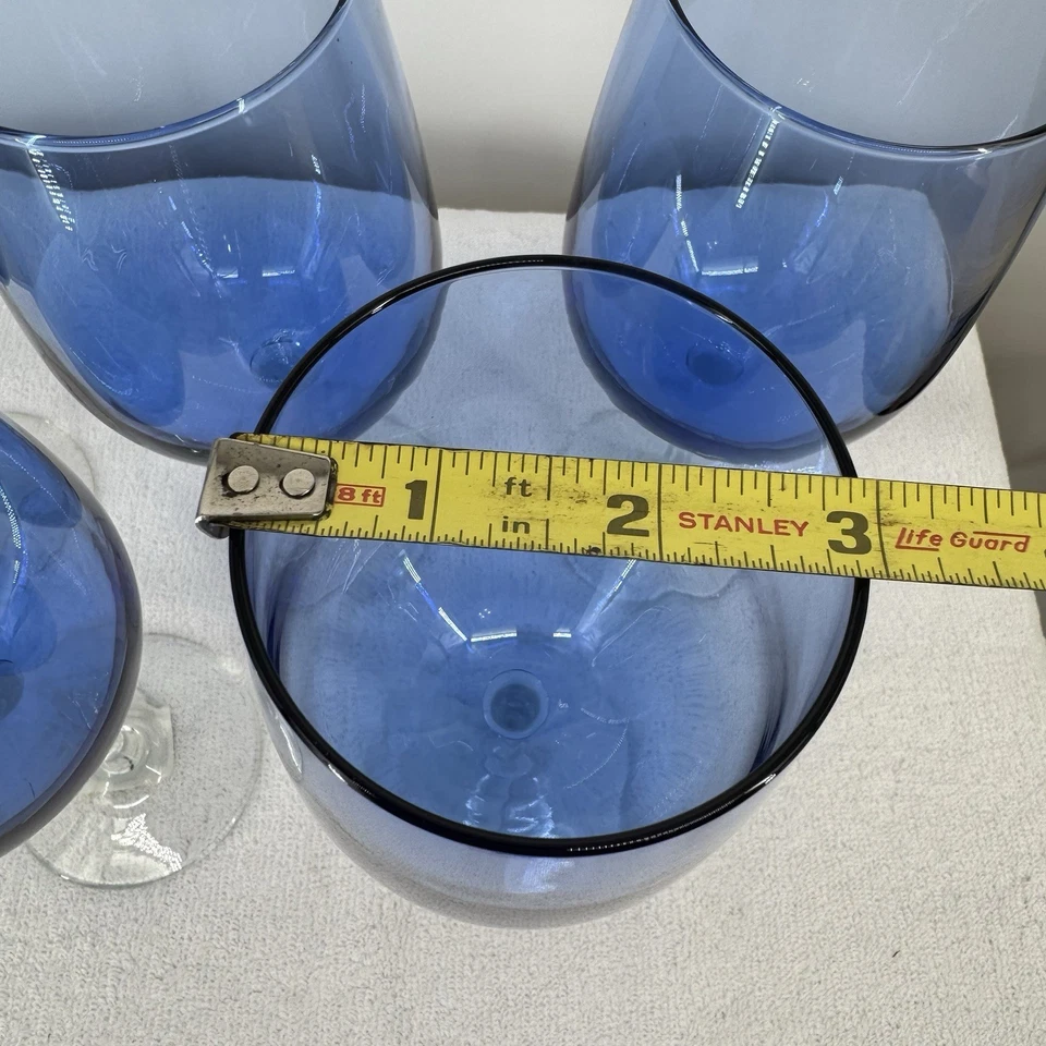 Juego de 7 copas de vino/copas de agua Libbey Vina azul 9,25" vástago transparente 16 oz Foto 3 de 3