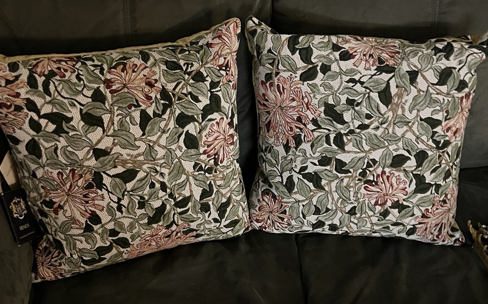2 Tapestry Morris & Co HoneySuckle Pillows High End Designer Fabrics Suede Back