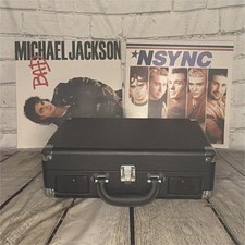 Portable Black Suitcase Turntable Record Player for Vinyl LP Playback Audio