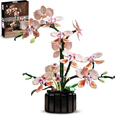 MARKENLOS 866PCS Orchidee Blumen Klemmbausteine Pflanzen Bausteine Blumenstrauß Bausatz