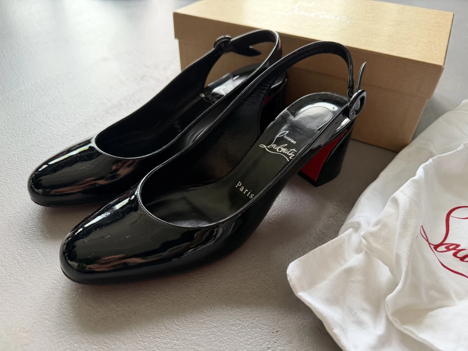 Christian Louboutin — Christian Louboutin So Jane 55 Patent Leather Slingback Pumps, 40