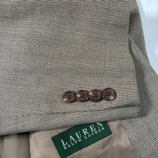 Lauren Ralph Lauren Silk Wool Blazer 50L Brown Beige Houndstooth Sport Coat (48)