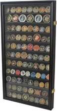 DisplayGifts Military Challenge Coin Display Case Poker Chips Black Finish 
