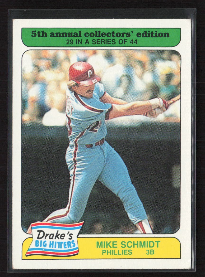 1985 Topps Drake's Big Hitters #29 Mike Schmidt - NM/MT+