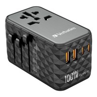 Adapter PodróżNy Verbatim UTA-06 Gan III Globalny 2Xusb-C PD QC 4+ 100W, 2Xusb-A