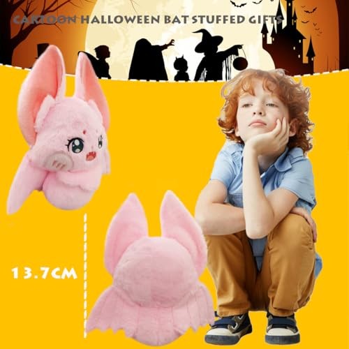 Crazy Pink Bat Plush Toy Halloween Stuffed Soft Pillow Cartoon Furry Plushie - Picture 5 of 6