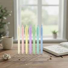 Pastel Retractable Ballpoint Gel Pens, Fine Point 0.5mm Quick Drying Black In...