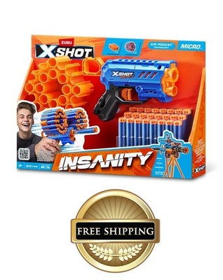 Zuru X-Shot Insanity Micro Blaster, a Compact, Fast-firing Toy Dart Gun FREE SH
