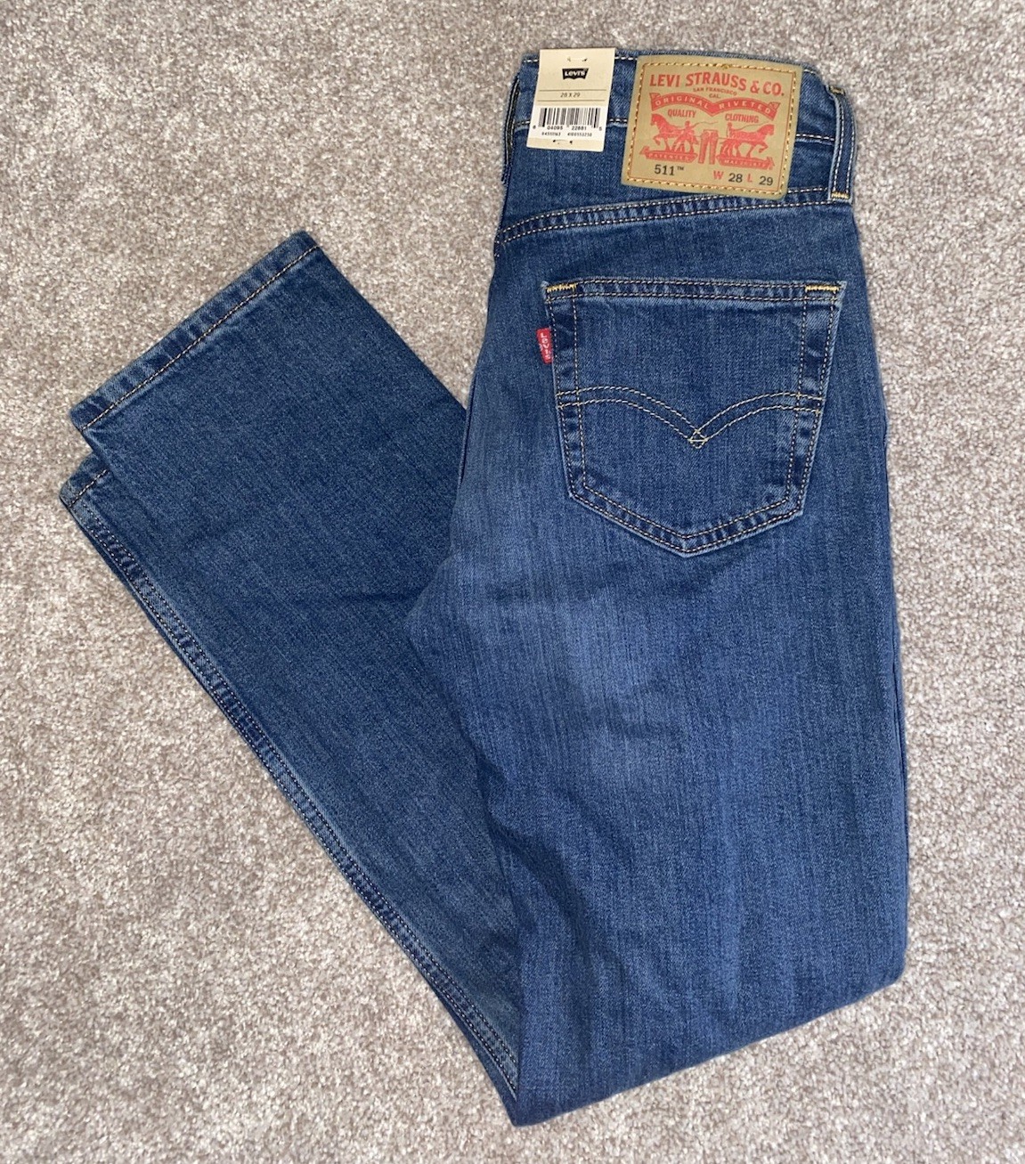 Blue Denim Mens 28x29 Western Work Casual Camo