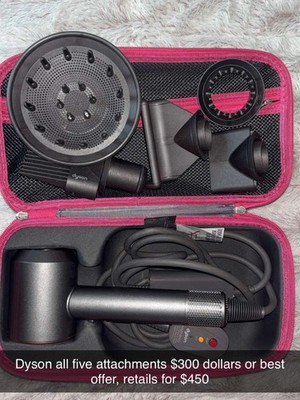 dyson supersonic hair dryer w/ 5 attachments. Very good condition!