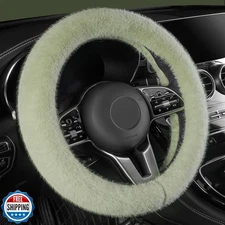 LACDL Fuzzy Winter Steering Wheel Covers for Women, Warm Cute Fluffy Car Whee