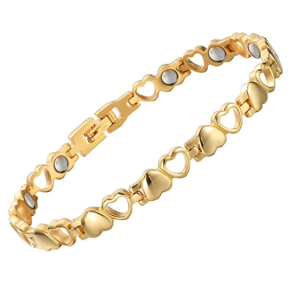 Pulsera Tobillera Magnética Corazón Dorado 11 Imanes Mujer Renovar Energía Balance Potencia Foto 2 de 4