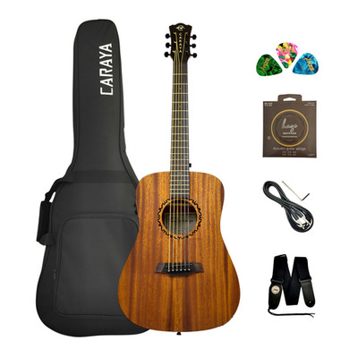 Caraya SAFAIR36EQ 36'' Mahogany Travel Acoustic Guitar w/Built-in EQ+ Accessories