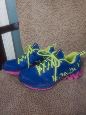 Size 7.5- Reebok Zig Tech Pink And Blue With Touch Of Fluorescent Green
