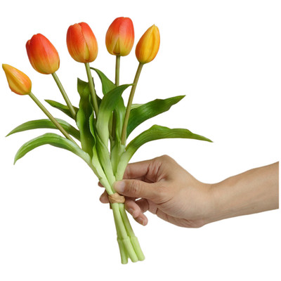 Künstliche Tulpenblumen mit 5 Köpfen aus weichem Gummi für Fotodekoration