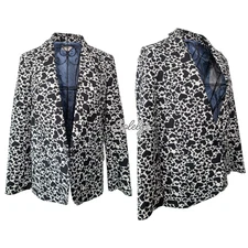 Zadig & Voltaire Viking Jac Black White Heart Print Blazer Jacket 34 XS NWT