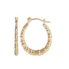 Brilliance Fine Jewelry E71065.WM Womens 14K Yellow Gold Bamboo Hoop Earrings