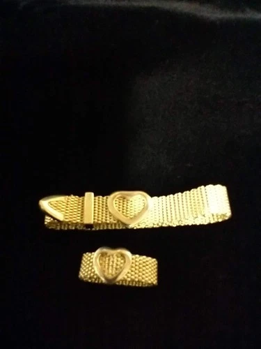 Vintage Heart Shape Sterling Silver Mesh Bracelet & Ring