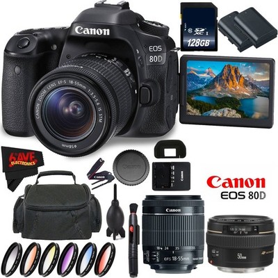 Canon EOS 80D DSLR Camera + 18-55mm Lens + Canon EF 50mm f/1.4 USM Lens +d (Intl