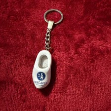 PANCAKES Amsterdam Holland Souvenir Keychain White Dutch Wooden Shoe Clog Blue