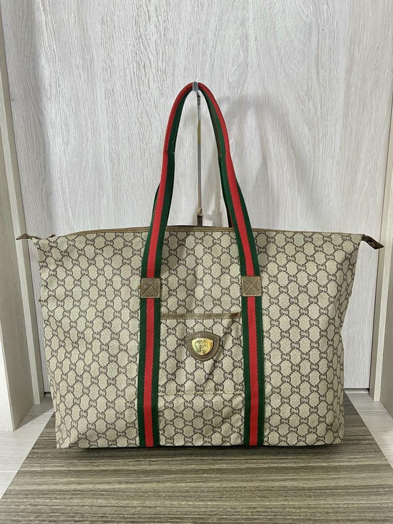 Authentic GUCCI GG PVC Leather Shelley Boston Tote Bag From Japan