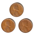 1930 P 1930 D 1930 S Set of Lincoln Wheat Pennies WWII Era Trio