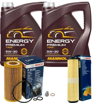 BOSCH Inspektionpaket 10 L MANNOL Energy Premium 5W-30 für Mercedes E-Klasse
