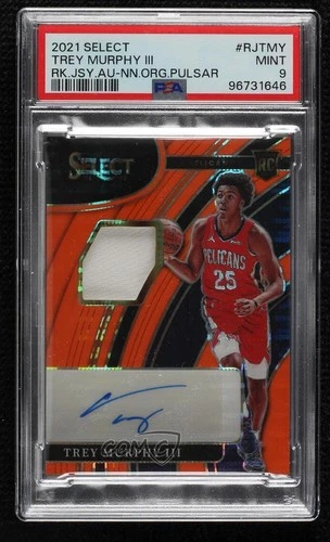 2021 Select Jersey Auto Neon Orange Pulsar Prizm /30 Trey Murphy III PSA 9 MINT