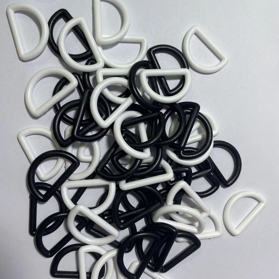 20MM 58Pcs Black White Plastic D Ring Buckles Webbing Strapping Diy - Image 2 of 4