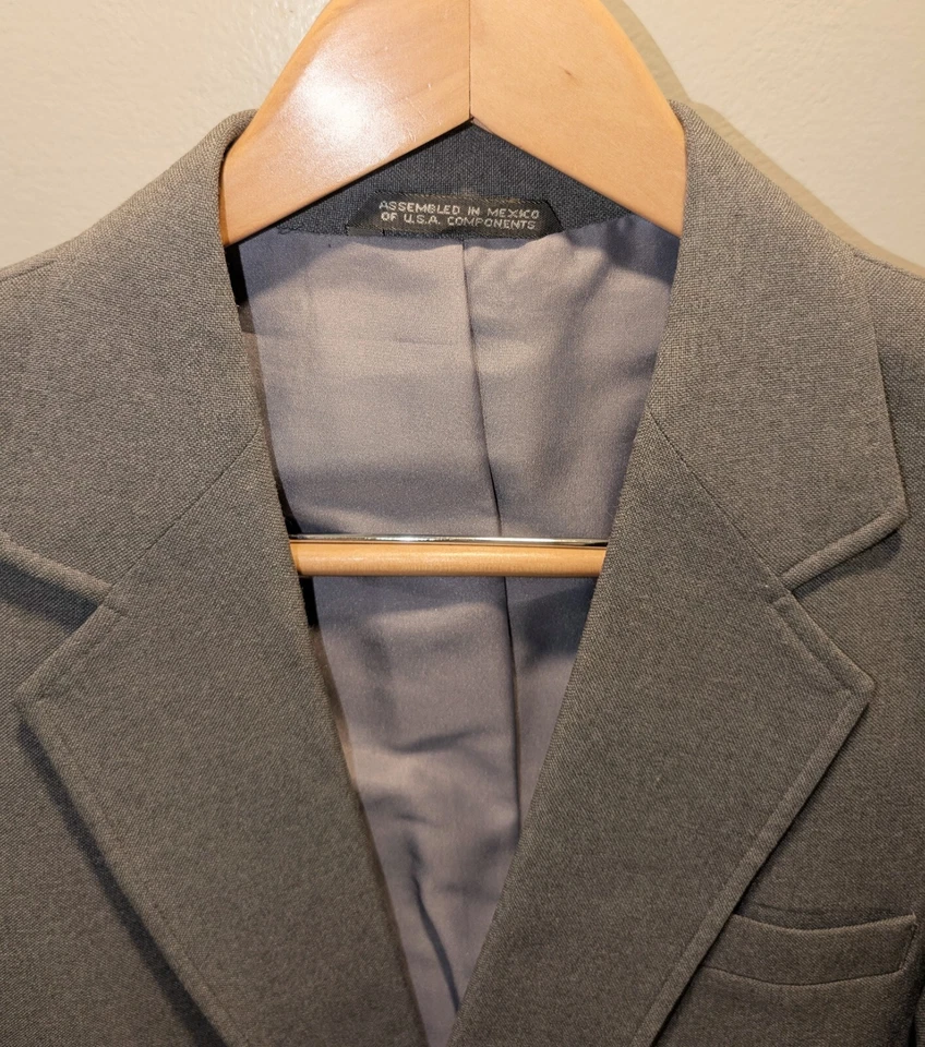 70s Vintage Haggar Gray Size 40R 32x32 Polyester Stretch Mens 2pc Swanky Suit - Image 2 of 4