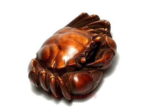 chinese boxwood hand carved wealth crab Figure statue netsuke collectable - Picture 3 of 7