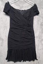 ASSAR New York Dress Womens 10 Black Silk Off Shoulder Chiffon Evening LBD