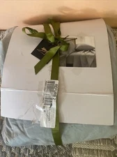 Michael Aram Striated Band King Fitted Sheet Seafoam Open Box @