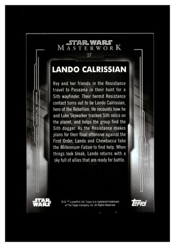 2020 Topps Star Wars Masterwork #27 Lando Calrissian - Picture 2 of 2