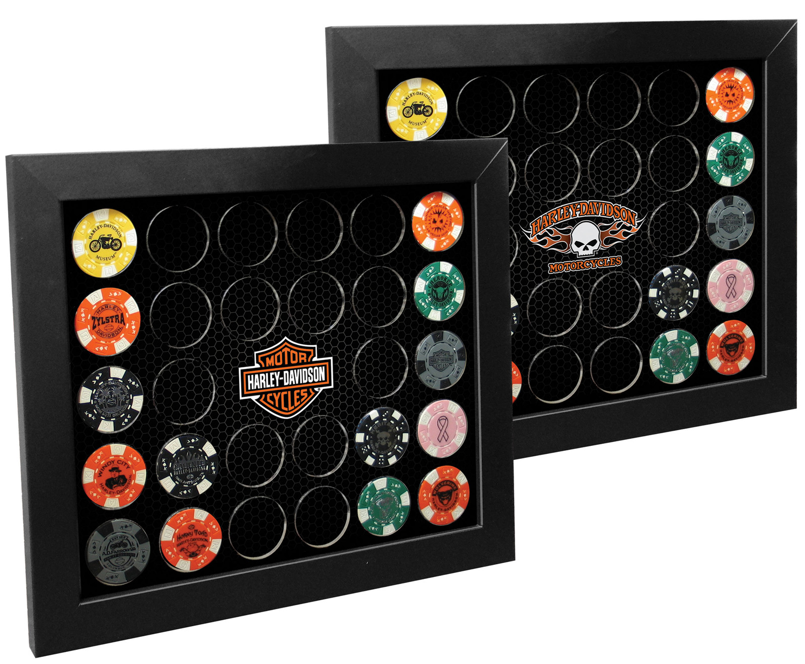 HarleyDavidson Double Sided Poker Collector Chip Display Frame Holds