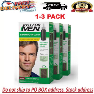 Just for Men H-35 MEDIUM BROWN Hair color Shampoo In (1 2 3 pack )