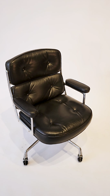 Eames for Herman Miller Time Life Black Leather Office Chairs