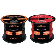 14 Gauge Car Audio Primary Wire 100ft–Red, Black Remote, Power/Ground Electrical