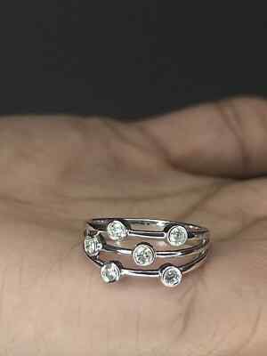 0.50ct Round Lab-created Diamond Dancing Bubble Ring , White Gold Plated Jewelry