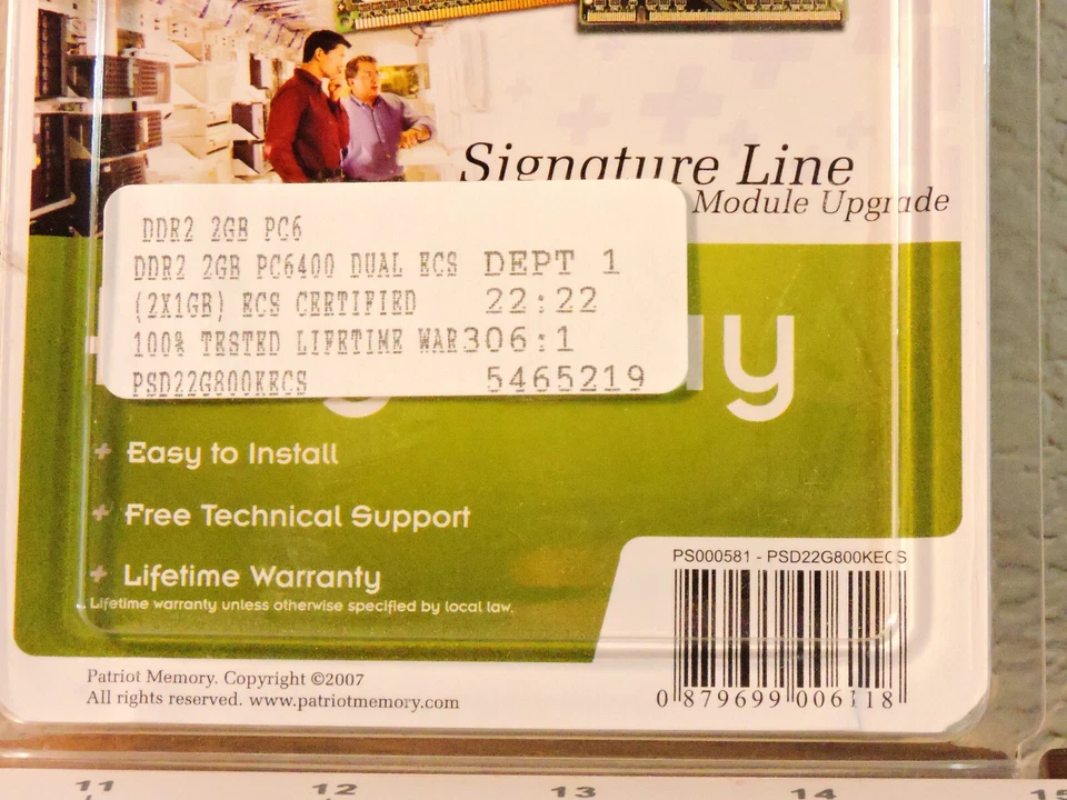 PATRIOT 2 x 1 GB SL DDR2-RAM 240-pin PC2-6400U CL5 Non-ECC 240-Pin PSD22G800KECS - Image 2 of 3