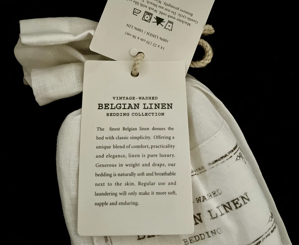 Hardware de restauración vintage lavado lino belga farsa lumbar BLANCO Foto 3 de 4