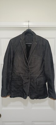 Esprit NY Mens Courdory Leather Jacket Coat Gray Medium NICE !