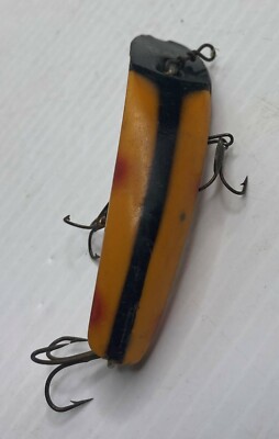 Vintage Hellin Flat Fish Lure U20 Color: Orange Black/Red Spots 4" long  3-hook | eBay