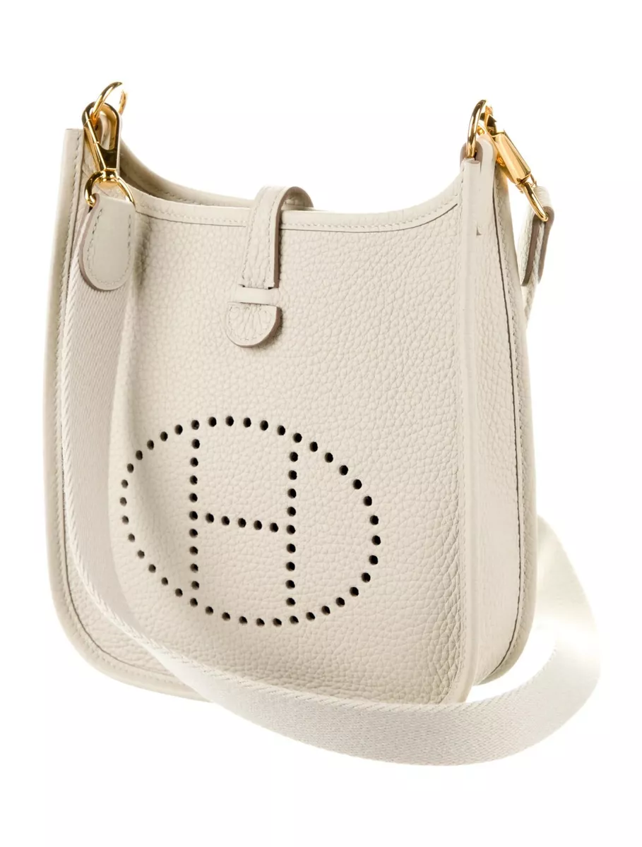 White Leather Hermes Crossbody Bag Strap 