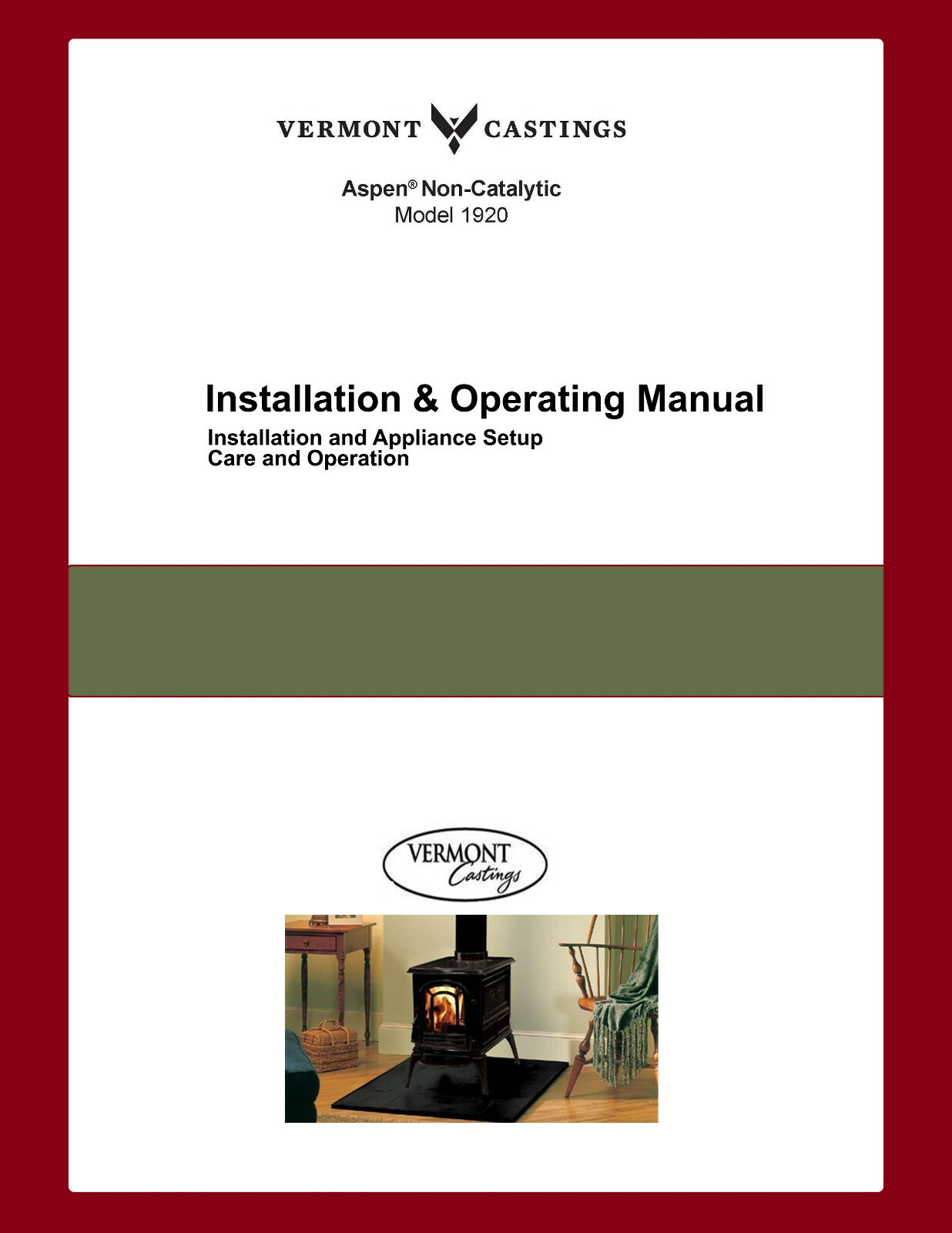 Vermont Castings Aspen Model 1920 Owners Manual Operation Installation  Guide | eBay