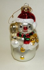 Big Gorgeous Glass Christmas Ornament - Snowman Holding Puppy Dog