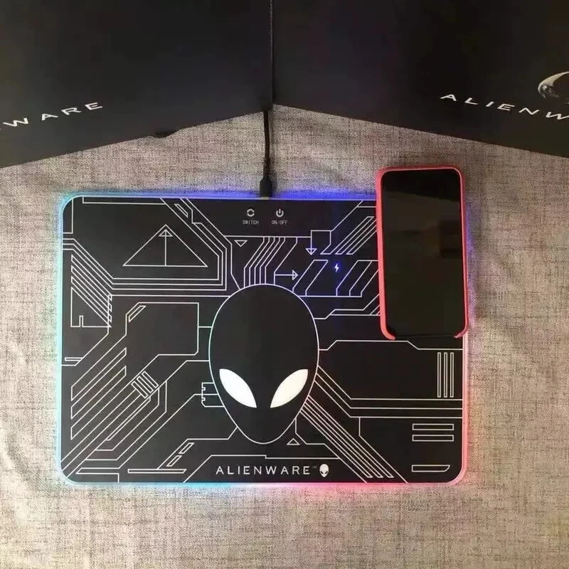New ALIENWARE 11 Color LED RGB Mouse Pad Wireless Phone Charging Computer Desk - Image 2 of 4