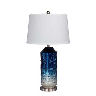 Fangio Lighting 27.5'' Diamond Table Lamp, White/Blue - W-5147BLU