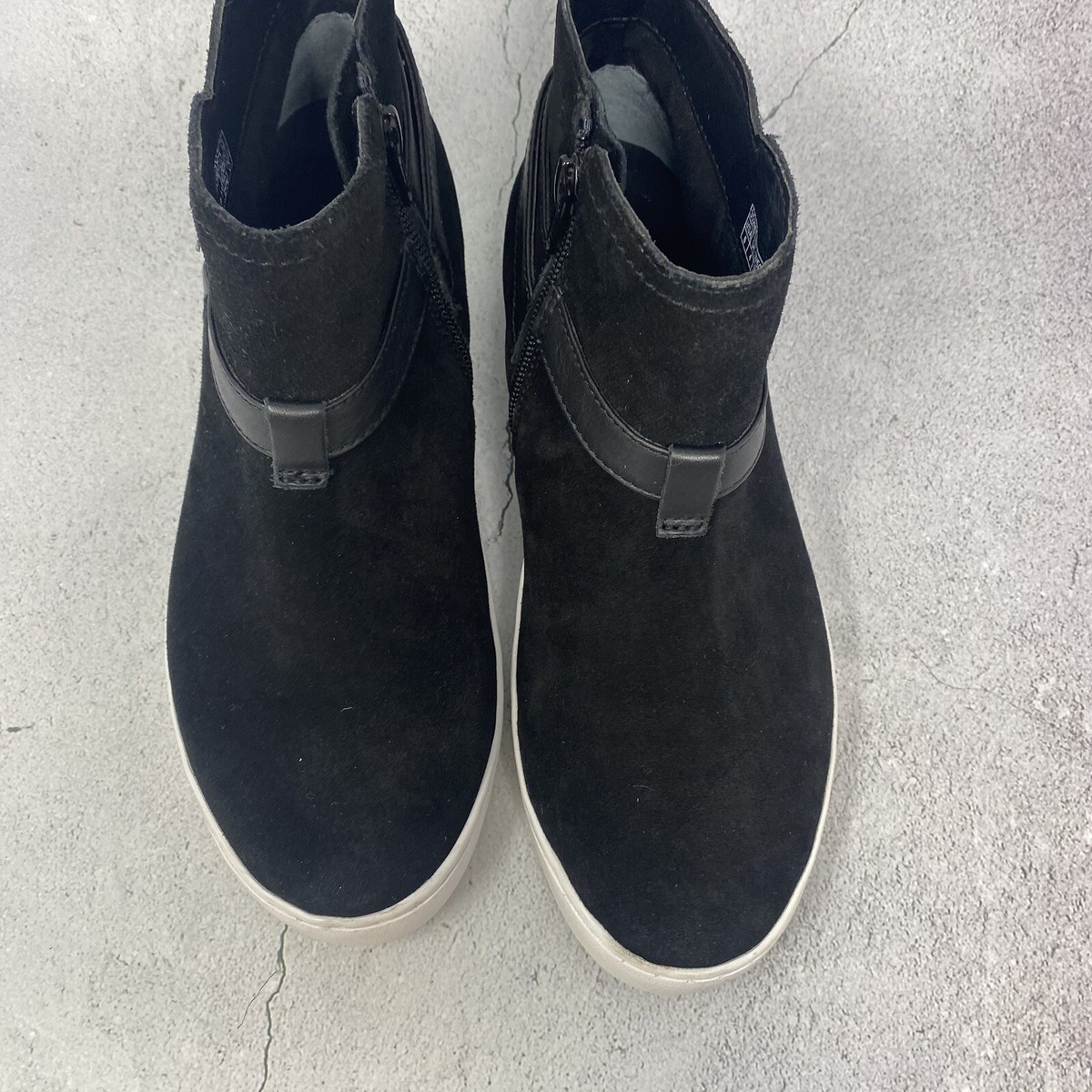 Vionic Women's Mitzi Black Suede Ankle Boot Buckle Rubber Sole